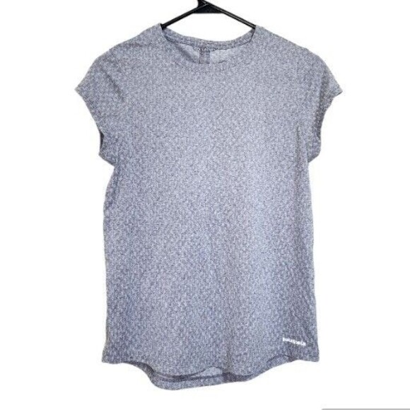 Patagonia Womens Small Gray Ridge Flow Short Sleeve Shirt Open Back Cut Out - Picture 1 of 4